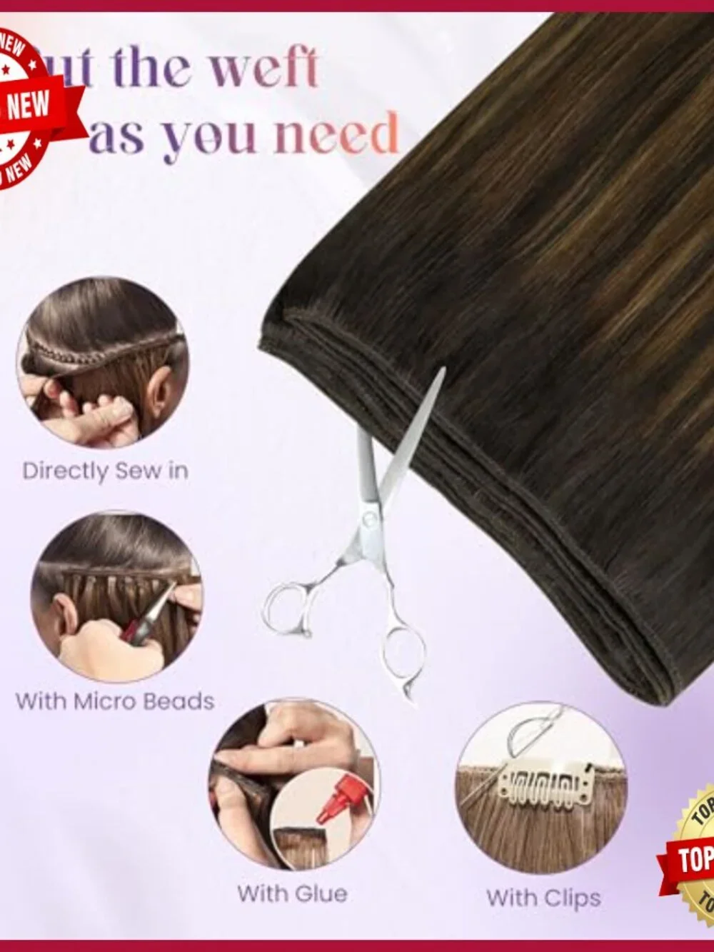 20 Inch Human Hair Sew In Weft Extensions 100g Balayage Ombre